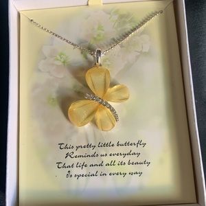 Sparkly Yellow Butterfly Necklace​